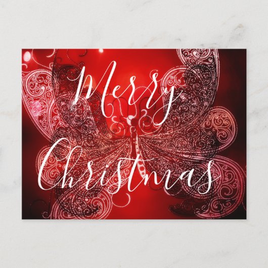 Rode en witte kerstvlinder feestdagenkaart (Voorkant)