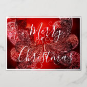 Rode en witte kerstvlinder folie feestdagenkaart (Voorkant)