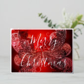 Rode en witte kerstvlinder folie feestdagenkaart (Staand Voorkant)