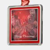 Rode en witte Kerstvlinder Metaal Ornament (Links)