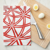 Rode en witte keukenhanddoek met een abstract ontw (Quarter Fold)