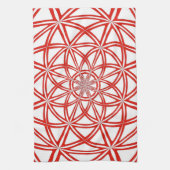 Rode en witte keukenhanddoek met een abstract ontw (Verticaal)