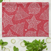 Rode en witte keukenhanddoeken voor kerstmis (Gevouwen)