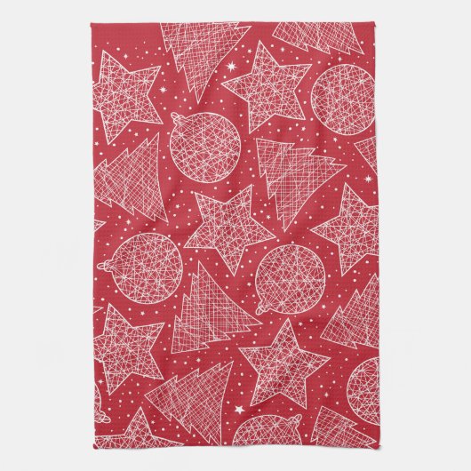 Rode en witte keukenhanddoeken voor kerstmis (Verticaal)