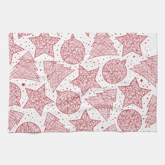 Rode en witte keukenhanddoeken voor kerstmis (Horizontaal)