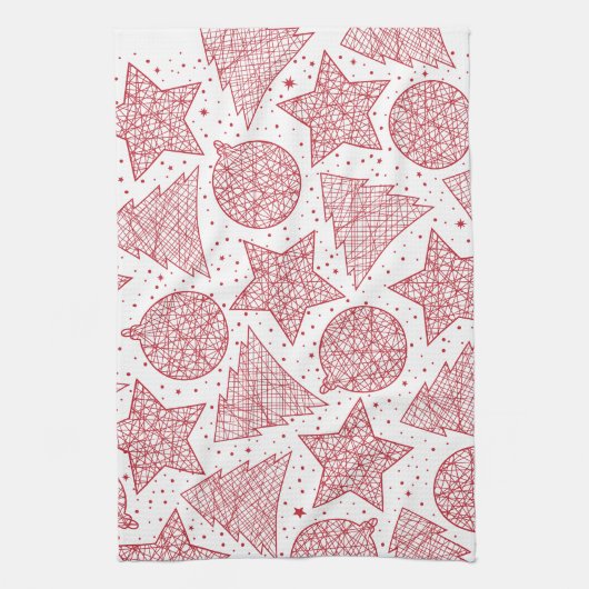 Rode en witte keukenhanddoeken voor kerstmis (Verticaal)