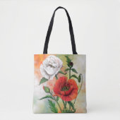 Rode en witte klaprozen Canvas tas Flowers (Voorkant)