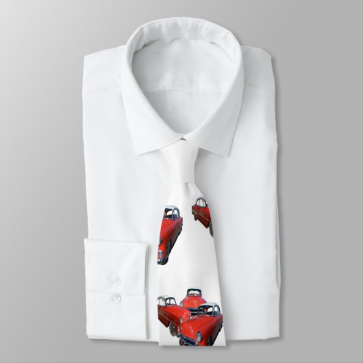 Rode en witte  klassieke auto's, stropdas (Gebonden)