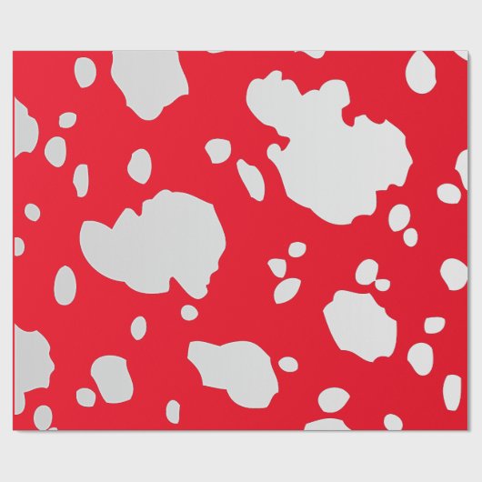 Rode en witte Koe vlekken Dierenprint Cadeaupapier (Vlak)
