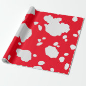Rode en witte Koe vlekken Dierenprint Cadeaupapier (Uitgerold)