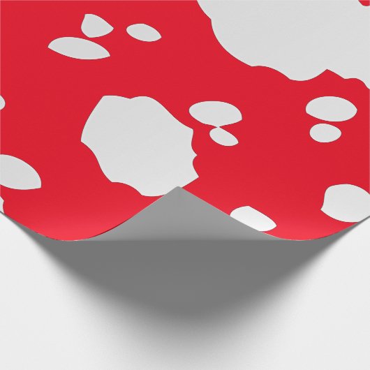 Rode en witte Koe vlekken Dierenprint Cadeaupapier (Hoek)