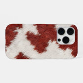 rode en witte koeienhuid textuur iPhone hoesje (Achterkant horizontaal)