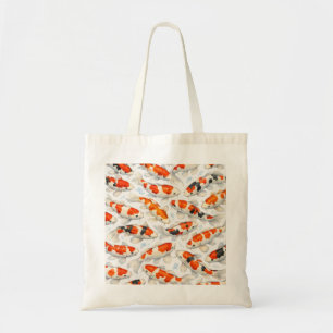 Rode en Witte Koi Vis Waterverf Vijver Patroon Tote Bag