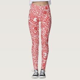 Rode en witte krabbelpatroonleggingen leggings