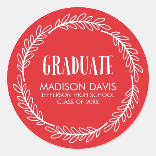 Rode en witte krans Afstuderen Stickers (Voorkant)
