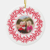 Rode en witte krans foto keramisch ornament (Voorkant)