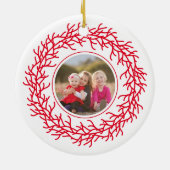 Rode en witte krans foto keramisch ornament (Achterkant)