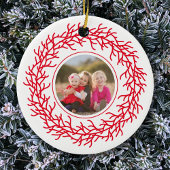 Rode en witte krans foto keramisch ornament