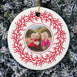 Rode en witte krans foto keramisch ornament