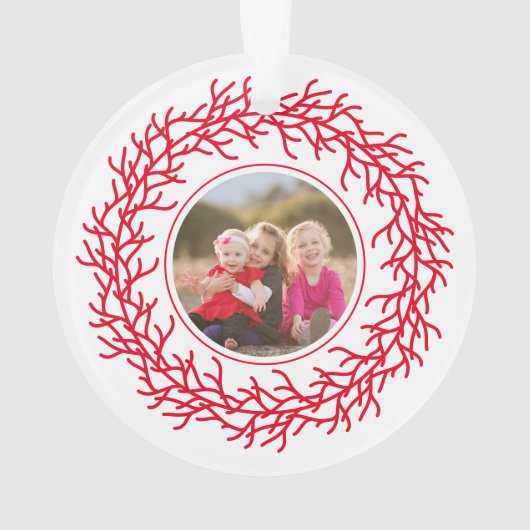 Rode en witte krans foto ornament (achterkant)