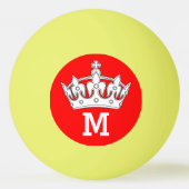 Rode en Witte Kroon Monogram Gepersonaliseerd Pingpongbal (Voorkant)