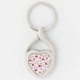Rode en witte krulharten sleutelhanger