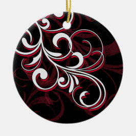 Rode en Witte Krullen Keramisch Ornament