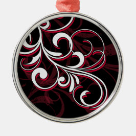 Rode en Witte Krullen Metalen Ornament