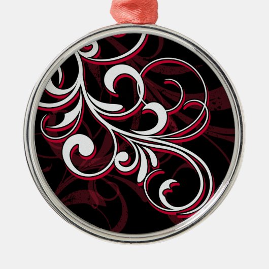 Rode en Witte Krullen Metalen Ornament (Voorkant)