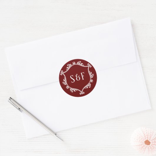 Rode en witte kuif monogram enveloppe zegel (Envelop)