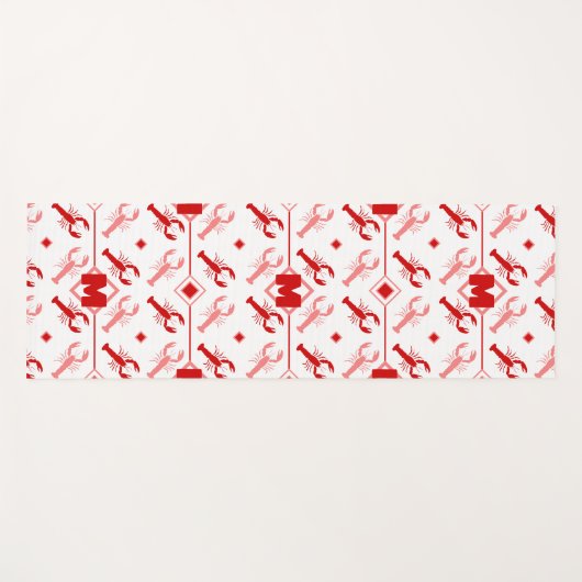 Rode en witte kustkreeft 🌊🦞Patroon Monogram Yogamat (Voorkant (horizontaal))