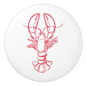 rode en witte langoest keramische knop (Voorkant)