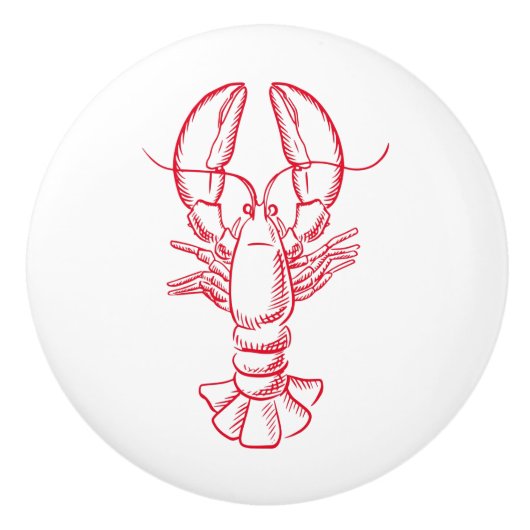 rode en witte langoest keramische knop (Voorkant)