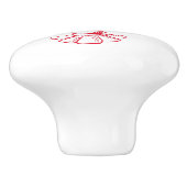 rode en witte langoest keramische knop (Zijkant)