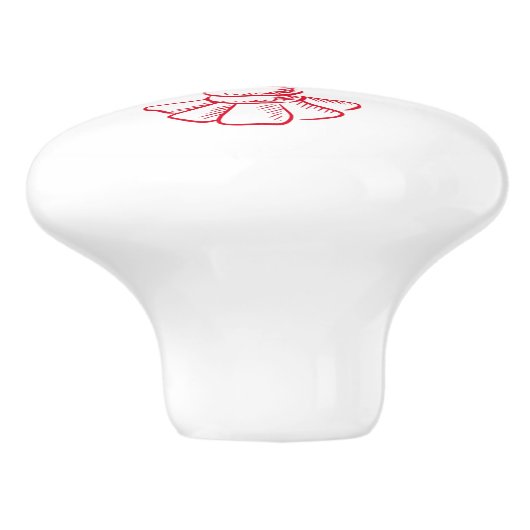 rode en witte langoest keramische knop (Zijkant)