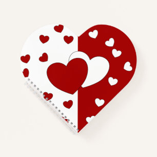 Rode en witte liefde harten notitieboek