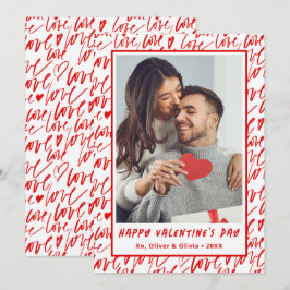Rode en Witte Liefde Valentijnsdag Foto Feestdagenkaart
