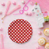 Rode en witte liefdeshart papieren bordje (Feest)
