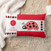 Rode en witte lieveheersbeestje kinderen monogram kussen (Deken)