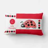 Rode en witte lieveheersbeestje kinderen monogram kussen (Voorkant)