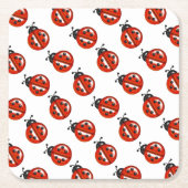 Rode en witte lieveheersbeestjes partij Onderzette Kartonnen Onderzetters (Voorkant)