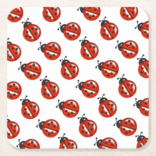 Rode en witte lieveheersbeestjes partij Onderzette Kartonnen Onderzetters (Voorkant)
