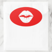 Rode en Witte Lippenstift Ovale Sticker (Tas)