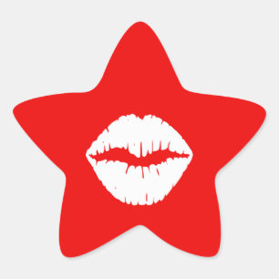 Rode en witte lippenstift ster sticker