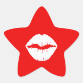 Rode en witte lipstick ster sticker (Voorkant)