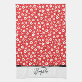 Rode en witte madeliefjes gepersonaliseerd theedoek (Verticaal)