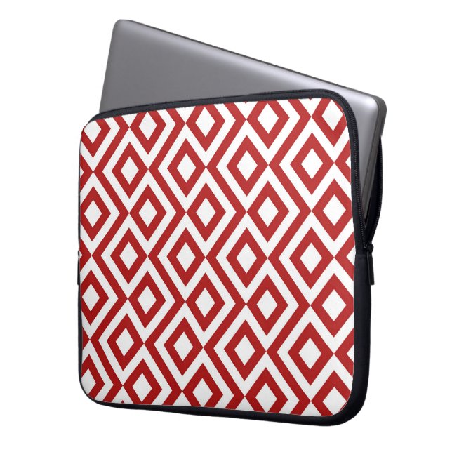 Rode en witte mander laptop sleeve (Voorkant Links)