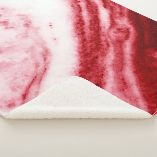 Rode en witte marmer sherpa deken (3/4)