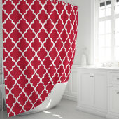 Rode en Witte Marokkaanse Quatrefoil Douchegordijn