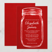 Rode en witte  Mason Jar Wedding Invitations Kaart (Voorkant / Achterkant)